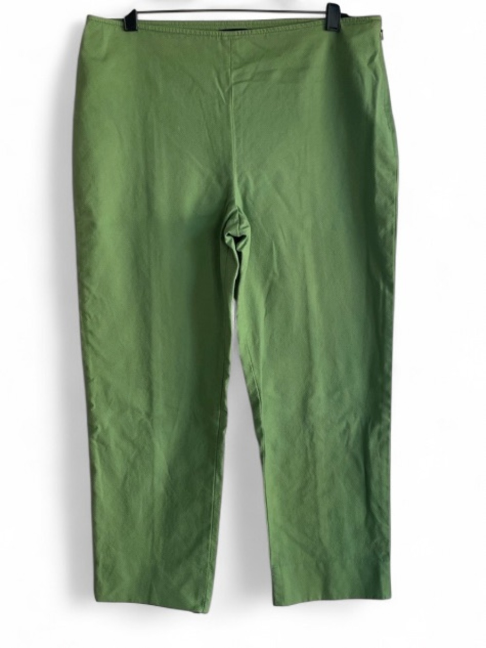 Talbots Green Cotton Flat Front Cropped Capri Pants Size 12